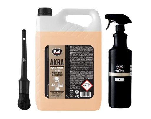 K2 AKRA МОЮЩАЯ ЖИДКОСТЬ ДЛЯ ДВИГАТЕЛЯ, ЩЕТКА, БУТЫЛКА