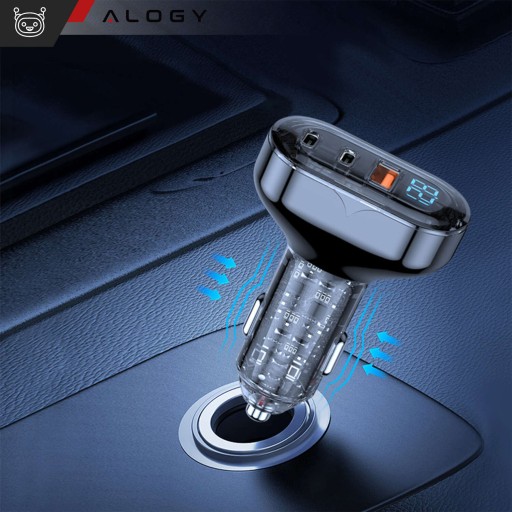 Mocna Szybka Ładowarka Samochodowa 2x USB-C C + USB QC PD 72W + ETUI