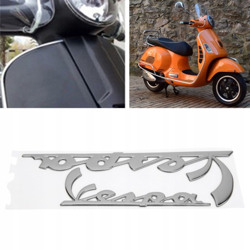 НАКЛЕЙКА С ЭМБЛЕМОЙ АВТОМОБИЛЯ VESPA, СЕРЕБРЯНАЯ