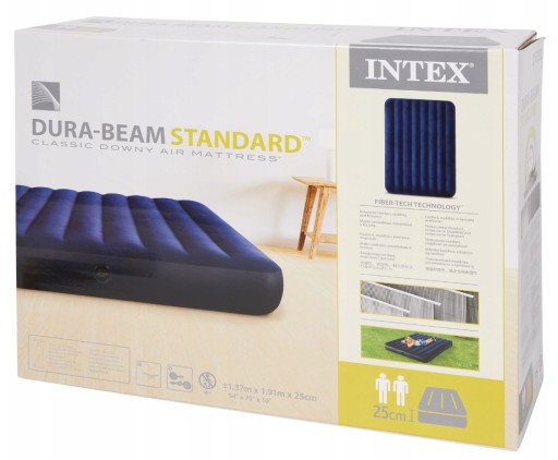 MATERAC DMUCHANY INTEX 2 OSOBOWY WELUROWY DMUCHANY
