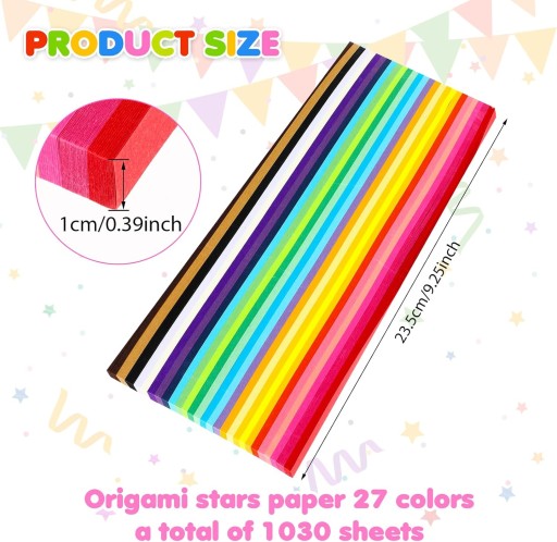 1030 arkuszy Zestaw papieru gwiazdowego origami Dwustronny papier origami gwiazdowy kolorowy