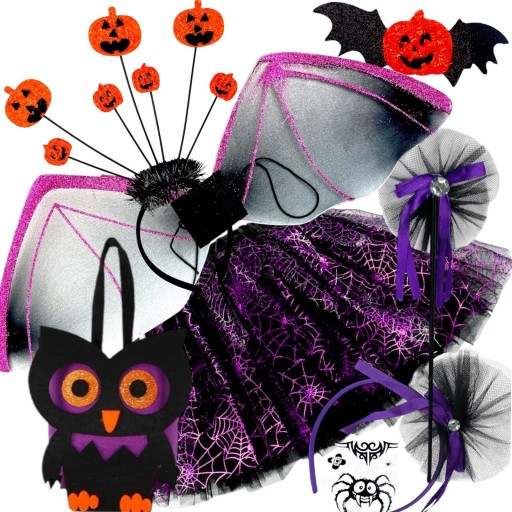 PAJĘCZARKA Magiczna Czarownica NIETOPERZ SKRZYDEŁKA TUTU HALLOWEEN