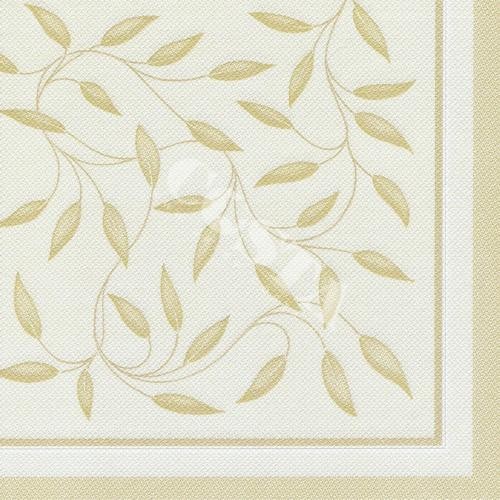 Serwetki papierowe PREMIUM ozdobne Kremowe listki 40x40cm 50szt