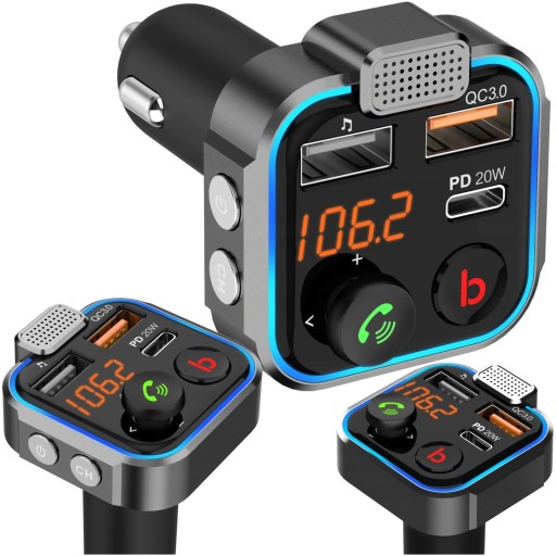 FM-ПЕРЕДАТЧИК BLUETOOTH АУДИО FM-БЫСТРОЕ ЗАРЯДНОЕ УСТРОЙСТВО QC USB PD MP3