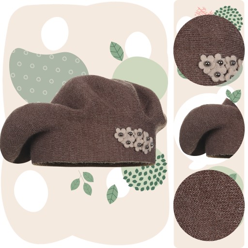 БЕРЕТ ЖЕНСКИЙ КЛАССИЧЕСКИЙ ЗИМНИЙ, ПОЛЬСКИЙ ИЗДЕЛИЕ MAJKA ELEGANT BROWN