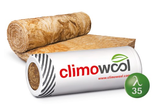 Wełna mineralna szklana do izolacji dachu skośnego Mata Climowool 35 150mm