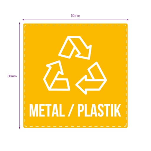 Naklejka recykling segregacja PLASTIK 5cm