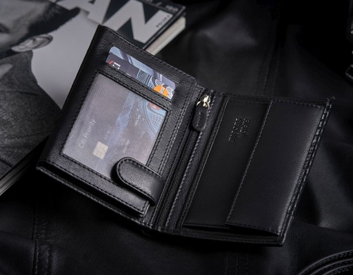 Мужской вертикальный кожаный кошелек, черный, элегантный, с защитой RFID-карты ZAGATTO