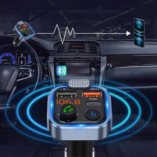 АУДИОПЕРЕДАТЧИК BLUETOOTH FM MP3 BT БЫСТРОЕ ЗАРЯДНОЕ УСТРОЙСТВО 3X USB QC 3.0 RGB