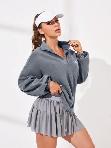 SHEIN SZARA BLUZA POLAROWA ZE ŚCIĄGACZEM NA ZAMEK TENIS S 26492