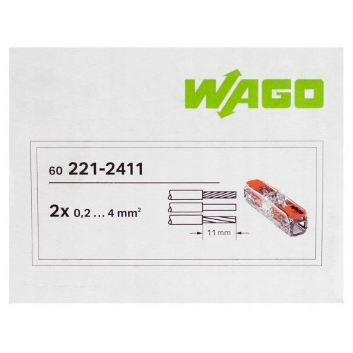 60x РАЗЪЕМ БЫСТРОГО СОЕДИНЕНИЯ WAGO 1x0,2-4 221-2411