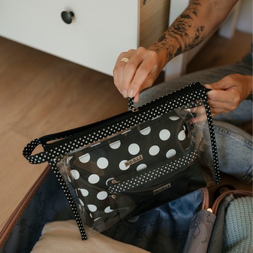 Kosmetyczka Damska Podróżna Na Kosmetyki Czarna w Kropy Organizer Noble