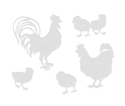 Обрезки бумаги Петух Курица цыплята на Пасху, жемчужно-белый, 1 комплект