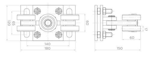 КОМПЛЕКТ РОЛИКОВ ТЕЛЕЖКИ ДЛЯ ОТКАТНЫХ ВОРОТ 70x70x4
