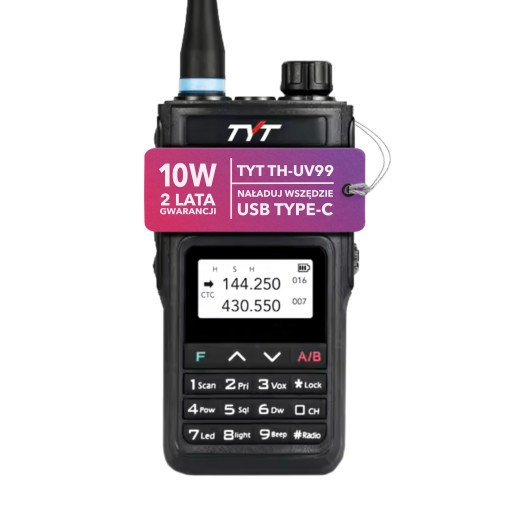 Przenośne dwuzakresowe radio TYT TH-UV99 10W IP68, 2800mAh