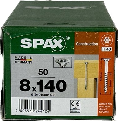 Шурупы универсальные 8 x 140мм SPAX WIROX BIT T-40 конус 50шт.