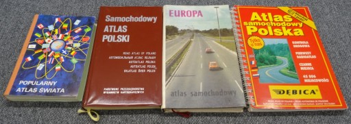 Набор 4 шт. ПОПУЛЯРНЫЙ АТЛАС МИРА, АВТОМОБИЛЬНЫЙ АТЛАС ПОЛЬШИ, АТЛАС ЕВРОПЫ