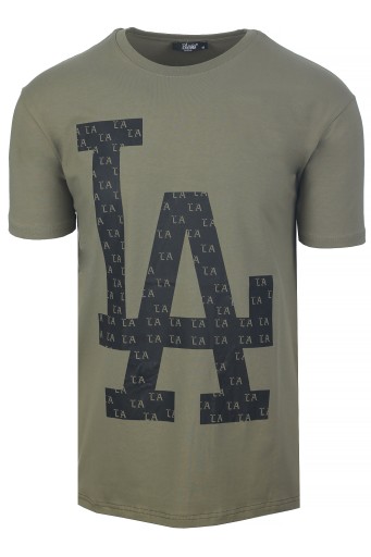 T-SHIRT MĘSKI KOSZULKA BAWEŁNIANA KHAKI TS2345_M
