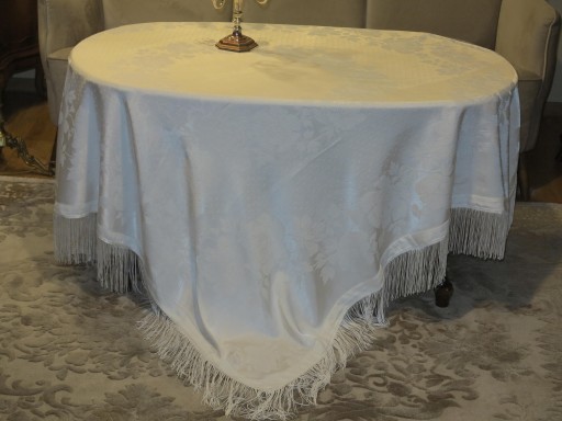 СПЕЦИАЛЬНЫЙ - WHITE BAW TABLECLOT - ШЕЛКОВЫЙ ДАМАСК СТРУЯЩАЯСЯ БАХОРКА 151/147+14