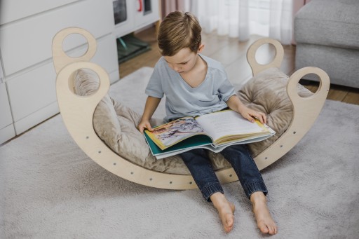 Бархатная подушка-качалка для детей Montessori Grafit M