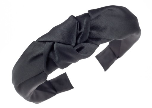 OPASKA DO WŁOSÓW SATYNA SATYNOWA WĘZEŁ TURBAN KNOT SZEROKA CZARNA