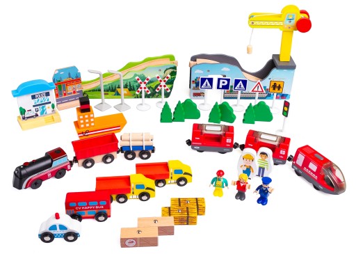 OGROMNA Drewniana Kolejka XXL PUZZLE mata Pociąg