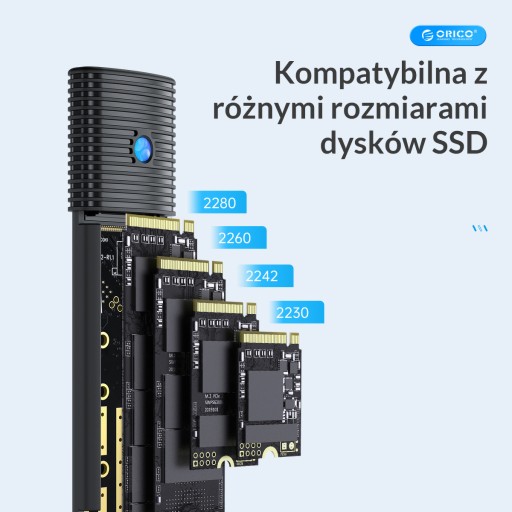 Корпус отсека ORICO PWDM2-G2-WH-EP для алюминиевого диска M.2 NVMe/SATA 10 Гбит/с