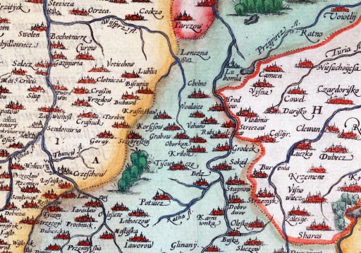 Карта Польши и Литвы - 1570 г. - Вацлав Гродецкий, он же Гродзецкий - 30x21