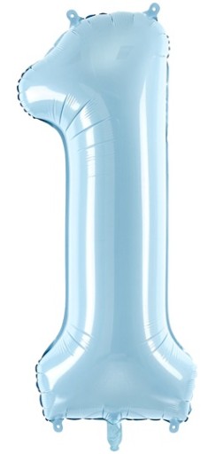 BALON FOLIOWY NA HEL CYFRA 1 NIEBIESKI DUŻY 86CM