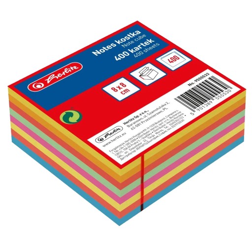 NOTES KOSTKA KLEJONA 8x8cm 400K KOLOROWY HERLITZ