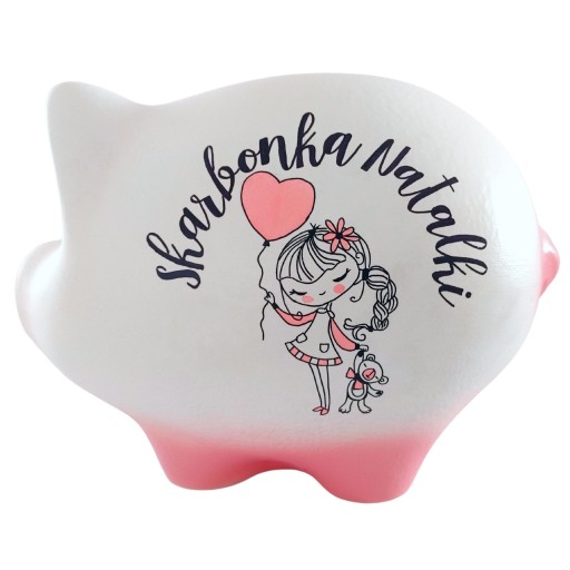 ŚWINKA SKARBONKA DUŻA BIAŁA CERAMICZNA TWÓJ NAPIS