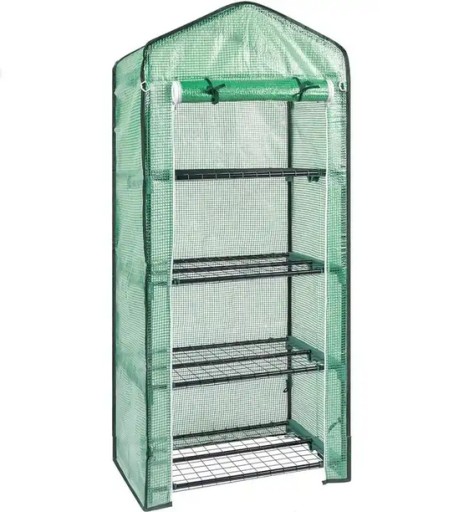 САДОВАЯ ТЕПЛИЦА ФОЛЬГА ТУННЕЛЬ ДЛЯ БАЛКОНА ФОЛЬГА 69x49x160 см 4 ПОЛКИ