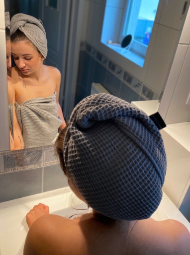 Ręcznik na głowę turban do suszenia włosów bawełna zielony