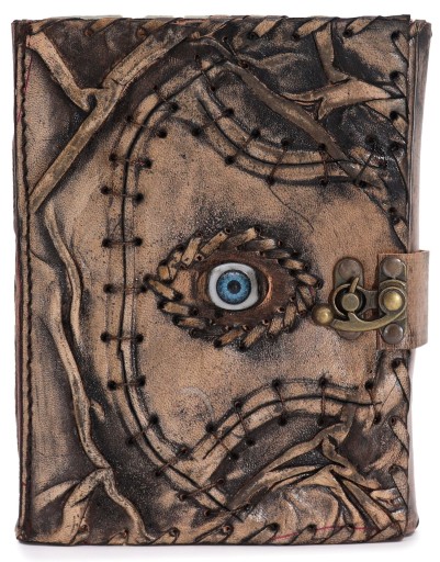 OKO PROROKA - EVIL EYE - PIĘKNY Notatnik Zeszyt Notes SKÓRA NATURALNA