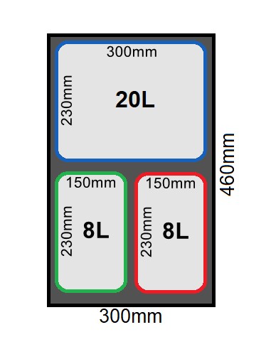 Zestaw koszy do segregacji śmieci 20L 2x8L do szafek min 30cm Merill