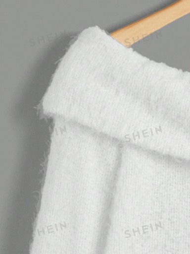 SHEIN ЖЕНСКИЙ ДЖЕМПЕР ДЛЯ МАТЕРИАЛОВ ЦВЕТ ЭКРУ ОТКРЫТОЕ ПЛЕЧО M 067