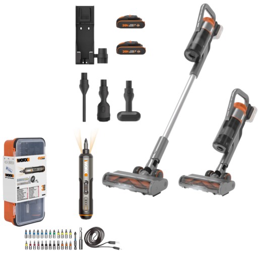 Набор WORX WX038 вертикальный пылесос + аккумуляторная отвертка WX240 4 В 1,5 Ач