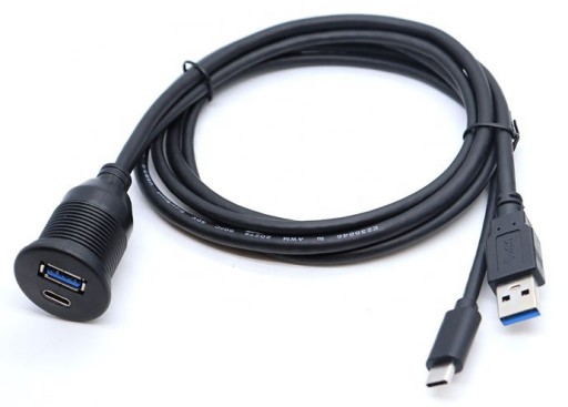 Удлинительный кабель, резьба 2 м USB A 3.0 USB C 3.1 QC 3.0 гнездо для двойной панели