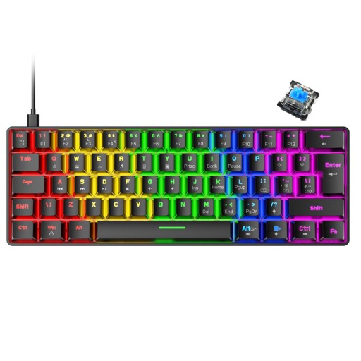 МЕХАНИЧЕСКАЯ КЛАВИАТУРА 60% RGB-СВЕТОДИОДНАЯ ИГРОВАЯ Черная