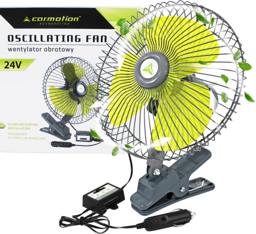 WENTYLATOR WIATRAK SAMOCHODOWY 12V Z KLIPSEM 20 cm