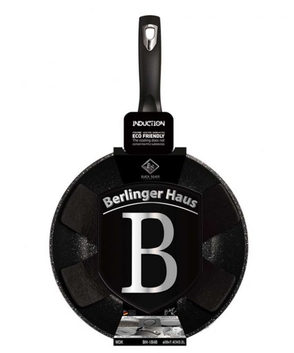 ГРАНИТНЫЙ ВОК 28см BERLINGERHAUS BLACK SILVER BH-1