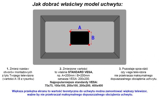 Uchwyt wieszak TV TELEWIZORA 65'' 50kg regul SLIM