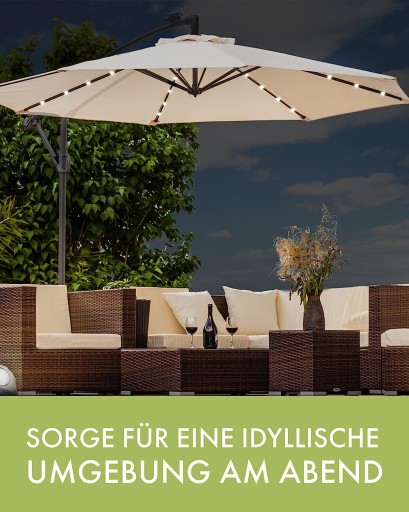 PARASOL OGRODOWY LED Ø350 KOLOR KREMOWY