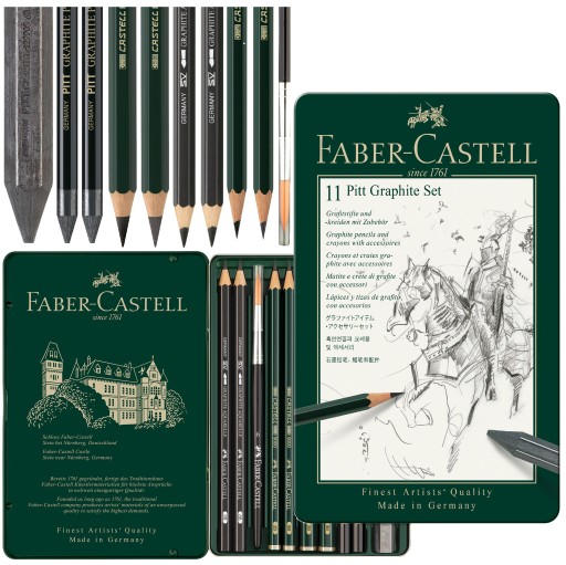 FABER-CASTELL Zestaw ołówków i grafitów do szkicowania rysunku Pitt 11 szt