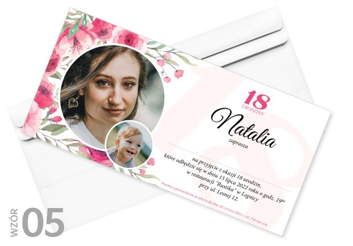 Приглашение на 18-летие с фотографией DL