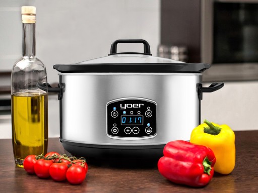 Wolnowar Slow Cooker Garnek ceramiczny 4,5L Yoer 280W INOX LCD +Programator