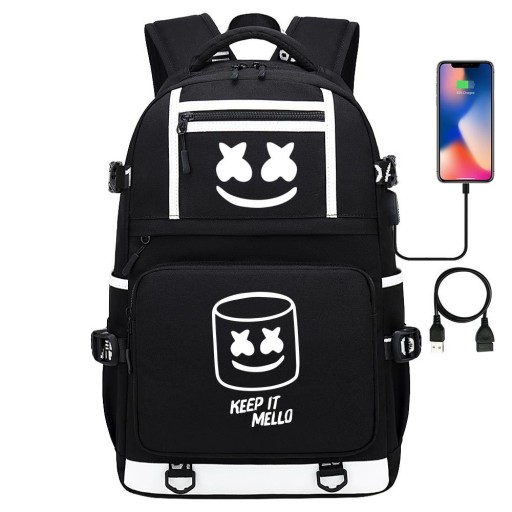 НОВЫЙ ШКОЛЬНЫЙ РЮКЗАК ШКОЛЬНЫЙ РЮКЗАК DJ MARSHMELLO USB ВЫКРОЙКИ А4 БОЛЬШОЙ