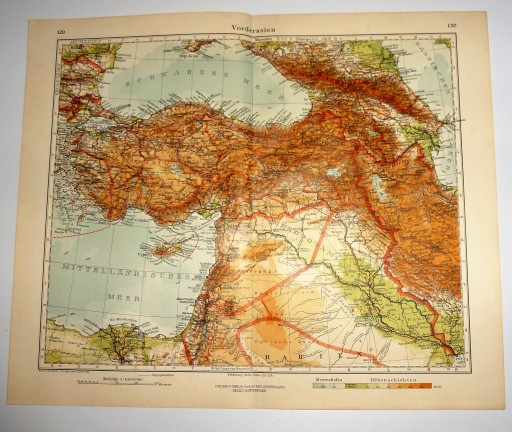 КАРТА ЗАПАДНОЙ АЗИИ 1934 г. Атлас Минервы