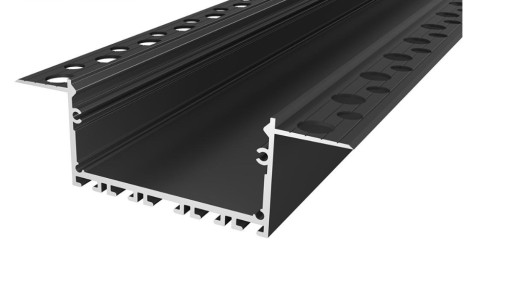 Комплект алюминиевого профиля LED для гипсокартона, черный, 1 м