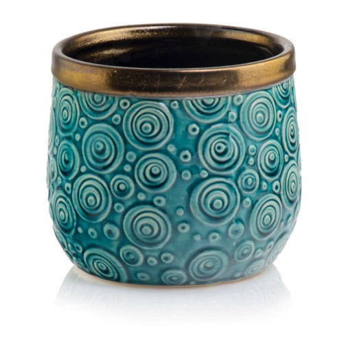 Osłonka Donica Ceramiczna Vintage 14x13 cm turkus & gold